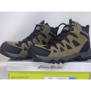 Eddie Bauer Mens Ridgeline Hiking Boots Shoes Leather Waterproof Brown Size 8.5